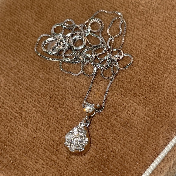 Solid Stamped 14K White Gold Designer Endless Diamond Pendant Necklace - Picture 4 of 16